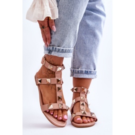 Naisten nahkasandaalit isoilla napeilla Nude Mishigan vaaleanpunainen 1