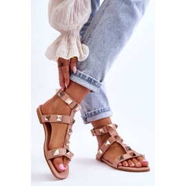 Naisten nahkasandaalit isoilla napeilla Nude Mishigan vaaleanpunainen 2