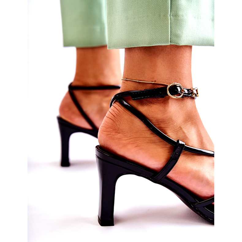 Naisten maalatut mustat sandaalit mustat 1