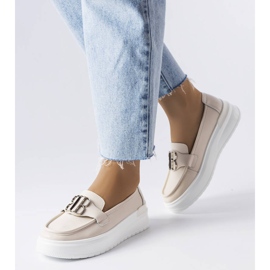 Venezia Vincezan beigen väriset mokasiinit paksuilla pohjalla 1