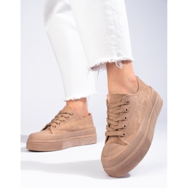 Mokkanahkaiset korkeatasoiset lenkkarit beigeä Shelovetia 1