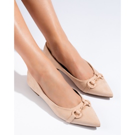 Naisten beige-mokkanahka Shelovet ballerinat 1