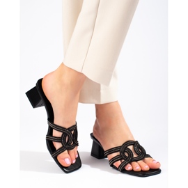 Naisten tyylikkäät mustat Shelovet-tossut tolppassa 1