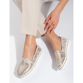 Shelovet nahkaiset kultaiset harjakattoiset kengät kultainen 1