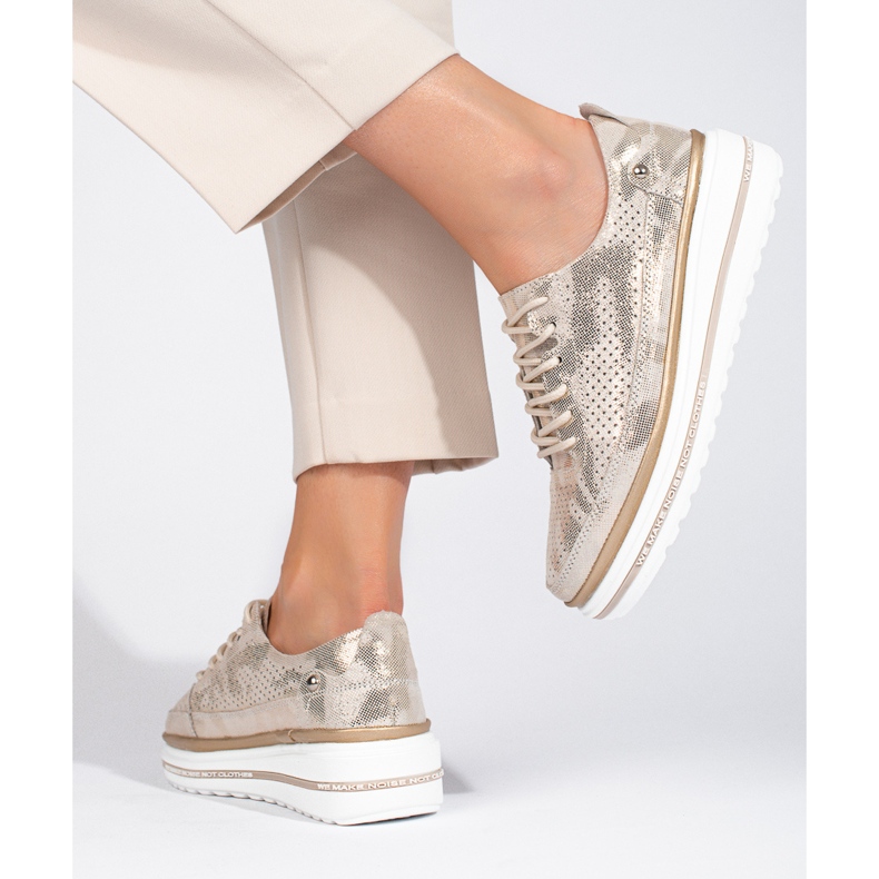 Shelovet kultaiset nahkaiset urheilukengät kultainen 2