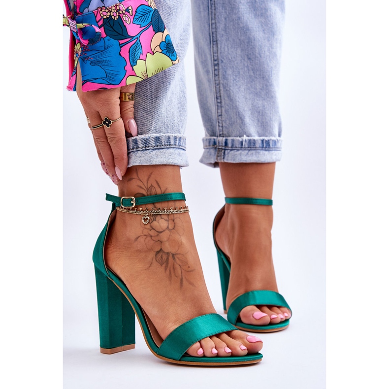 Vihreät linsy-satiinikorkokengät 1