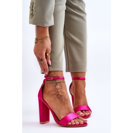 Satiiniset korkeakorkoiset sandaalit Fuchsia Linsy vaaleanpunainen 1