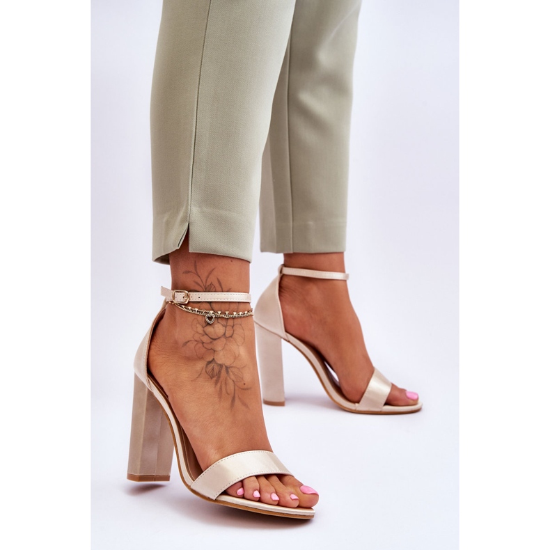 Satin Heel Sandaalit Beige Linsy 2