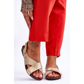 Lemar Kultaiset ja beigeniset Addison Velcro -nahkasandaalit 1