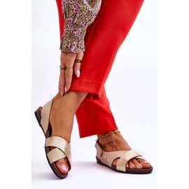 Lemar Kultaiset ja beigeniset Addison Velcro -nahkasandaalit 2