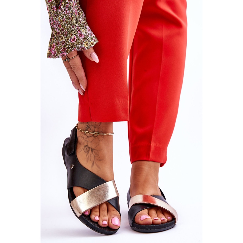 Lemar Nahkasandaalit mustalla ja kullalla Addisonilla 1