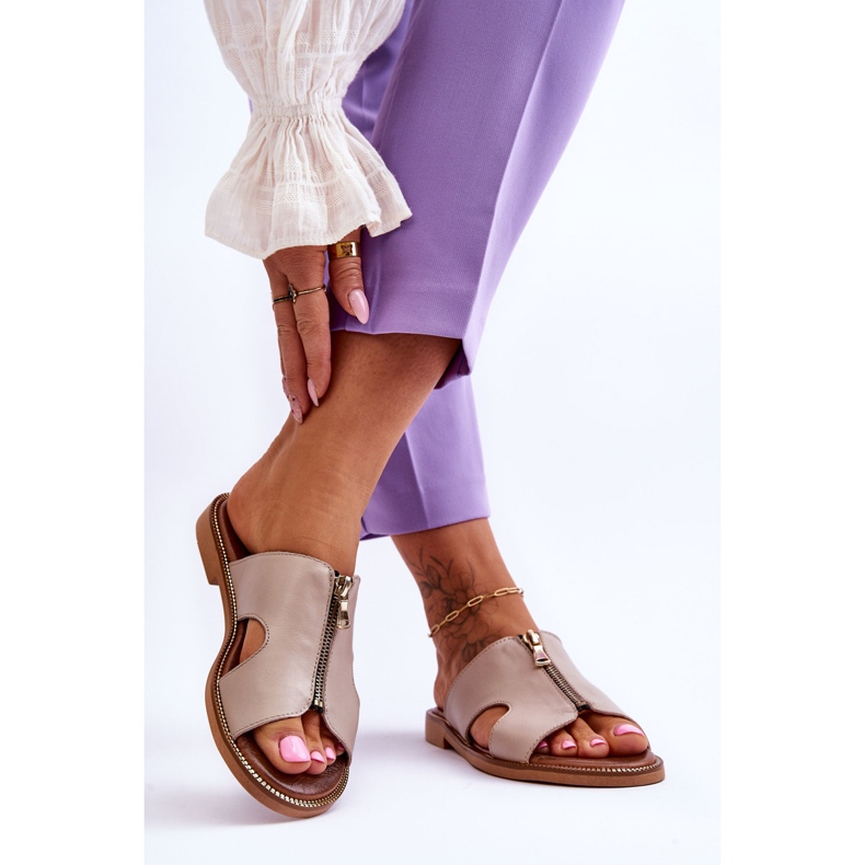 Lemar Naisten tossut koristeellisella vetoketjulla beige Clarence 2