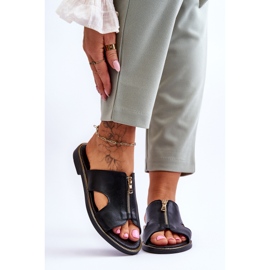 Lemar Naisten tossut koristeellisella vetoketjulla, musta Clarence 1