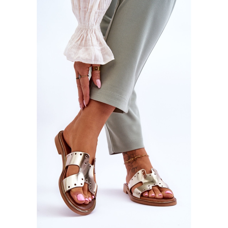 Lemar Naisten tossut koristeellisilla leikkauksilla Golden Emily kultainen 2