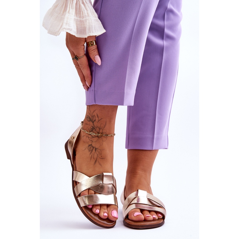 Zazoo Mukavat kultaiset Kayla-nahkasandaalit kultainen 1