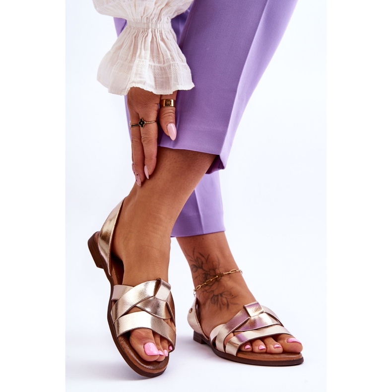 Zazoo Mukavat kultaiset Kayla-nahkasandaalit kultainen 2