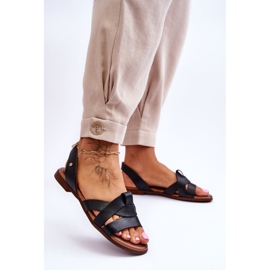 Zazoo Mukavat mustat Kayla nahkasandaalit 2