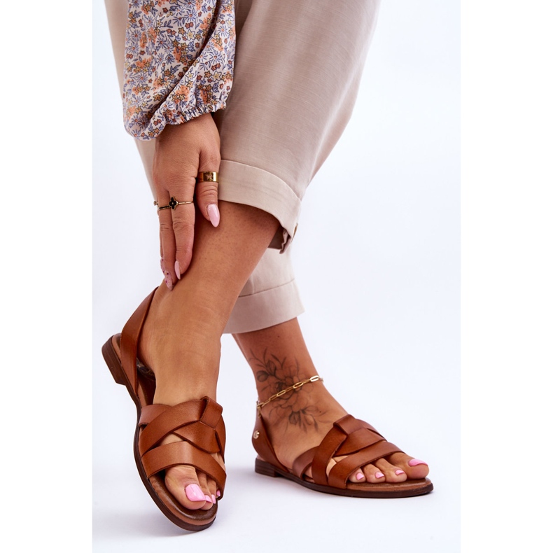 Zazoo Mukavat ruskeat Kayla nahkasandaalit 2