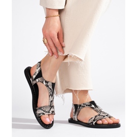 Shelovet-käärmekuvioiset litteät sandaalit harmaa 1