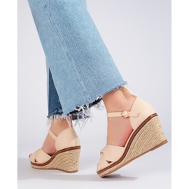 Shelovetin beige wedge espadrille -sandaalit 2