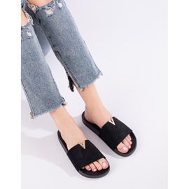 Naisten klassiset mokkanahkaiset Shelovet-tossut musta 1