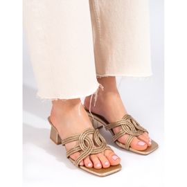 Naisten tyylikkäät Shelovet kultaiset tossut tolppassa kultainen 1