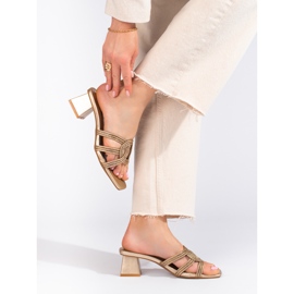 Naisten tyylikkäät Shelovet kultaiset tossut tolppassa kultainen 2