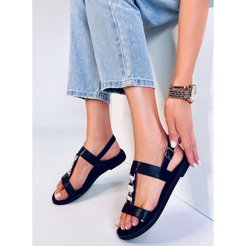 BM Cheek Black metalliset naisten sandaalit musta 2