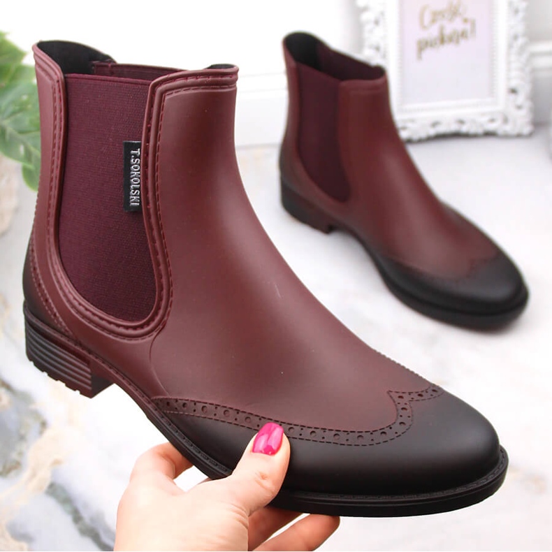 Naisten vedenpitävät slip-on saappaat T.Sokolski KAL23-01 punainen 1