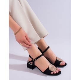 SHELOVET Naisten mustat mokkanahkaiset, matalakorkoiset sandaalit 2