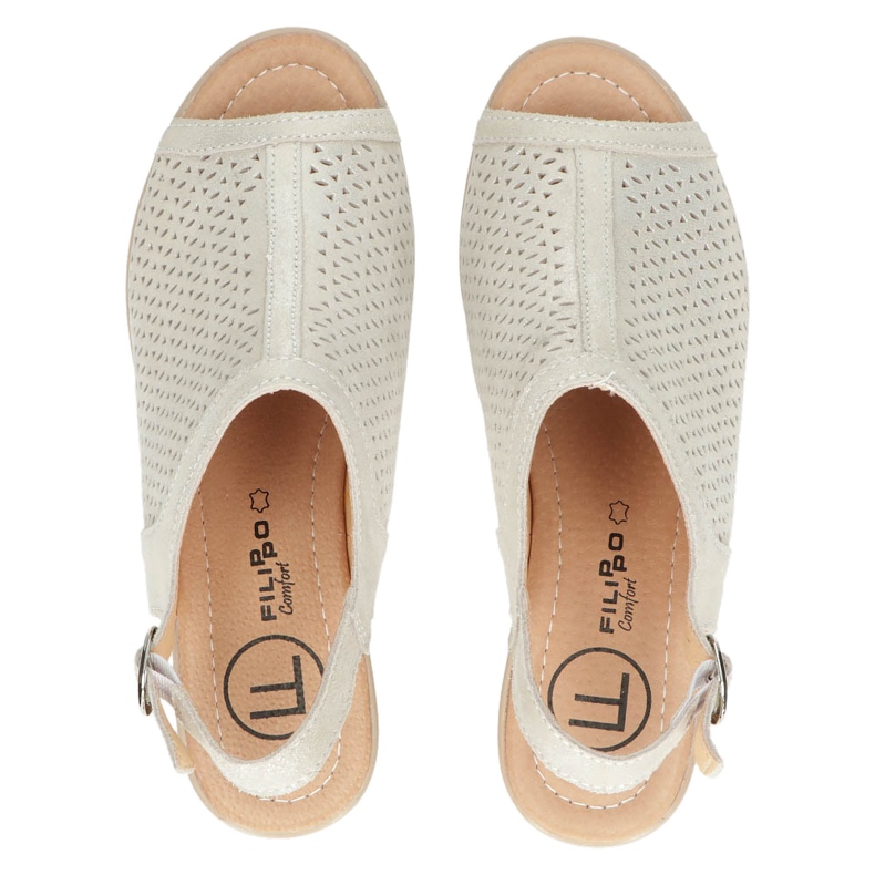 Beige/kulta Filippo Openwork Nahkasandaalit DS4475 kultainen 5