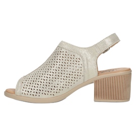 Beige/kulta Filippo Openwork Nahkasandaalit DS4475 kultainen 4