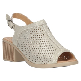 Beige/kulta Filippo Openwork Nahkasandaalit DS4475 kultainen 3