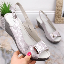 Kiiltävän harmaat naisten kiila sandaalit T.Sokolski L23-444 1