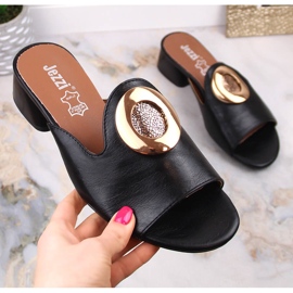 Naisten tyylikkäät mustakorkoiset tossut Jezzi ASA214-1 1