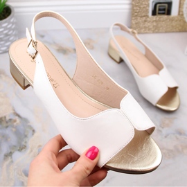 Naisten valkoiset litteät sandaalit Sergio Leone SK829 valkoinen 1