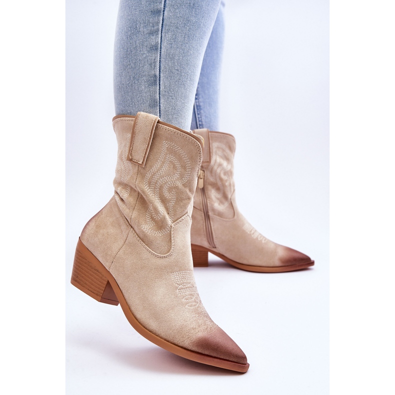 PG1 Klaira Beige mokkanahka Cowboysaappaat 2