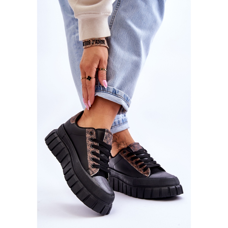 PG1 Naisten nahkaiset tennarit, mustat Alison 2