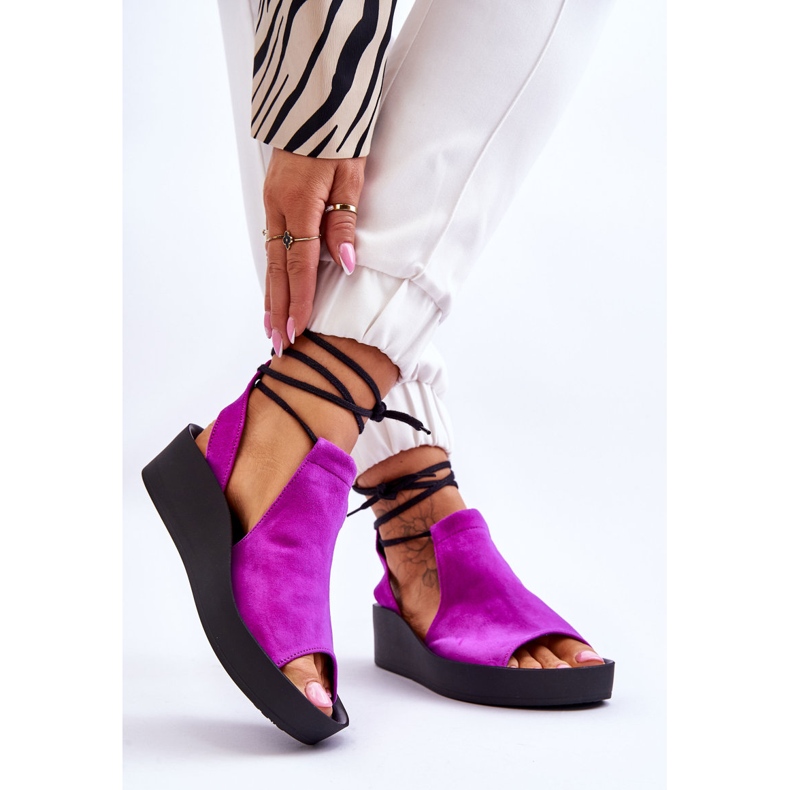 Suede Wedge Sandaalit Nicole 2743/067 Fuchsia vaaleanpunainen 2