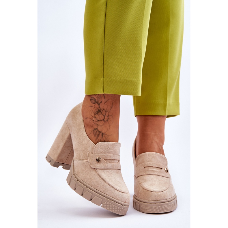 Vinceza Elegantti mokkanahkakorkokengät beige Mintore 1