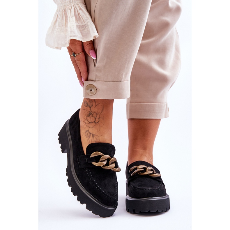 Mokkanahkaiset naisten mokasiinit S.Barski HX52-222 musta 1