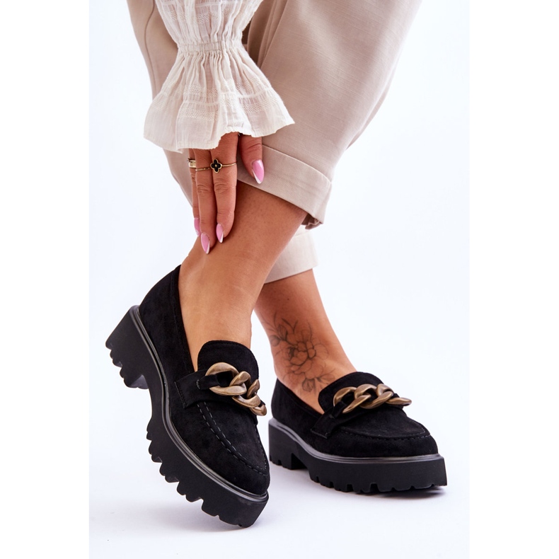 Mokkanahkaiset naisten mokasiinit S.Barski HX52-222 musta 2