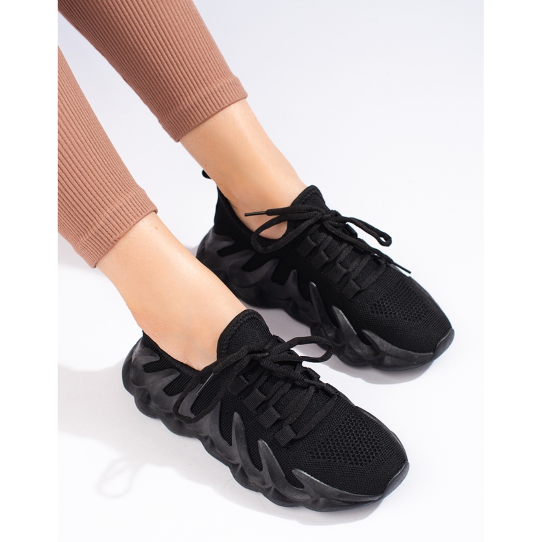 Naisten Shelovetin mustat kankaiset tennarit 1