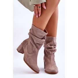 Maciejka mokkanahkaiset, joustavat saappaat 06005-10 tumma beige 1