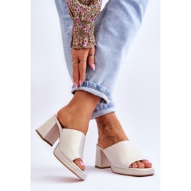 Muodikkaat korolliset tossut Sergio Leone KL322 Pearl beige 2