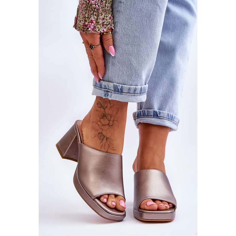 Muodikkaat Sergio Leone korkeakorkoiset tossut KL322 tumma hopea 1