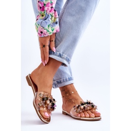 Naisten tossut koristekivillä S.Barski KV-576-3 kultaa kultainen 2