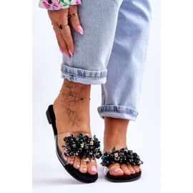 Naisten tossut koristekivillä S.Barski KV-576-3 Musta 1