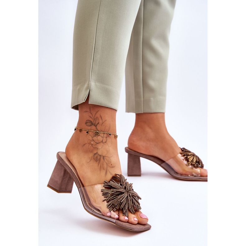 Muodikkaat läpinäkyvät korkeakorkoiset tossut S.Barski KV-AP658-1 Ruskea 2