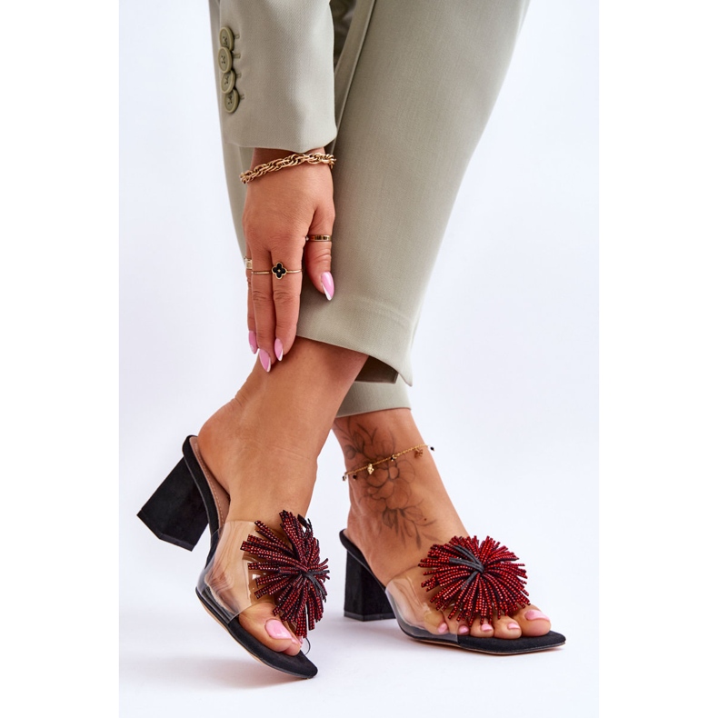 Muodikkaat läpinäkyvät korkeakorkoiset tossut S.Barski KV-AP658-1 musta 2